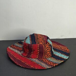 Sunshine Joy Women Bucket Hat M Multicolor Cotton Woven Boho Festival Sun Hat